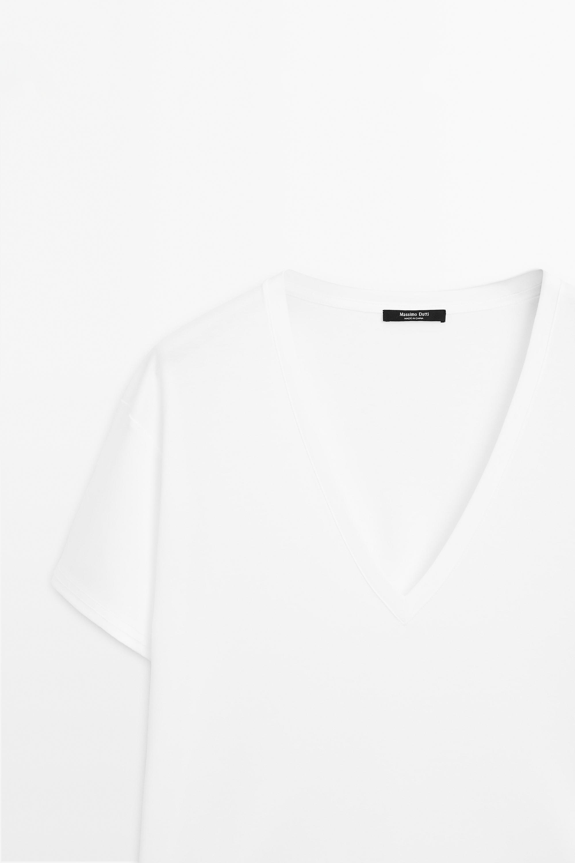 T-shirt 100 % coton à col en V